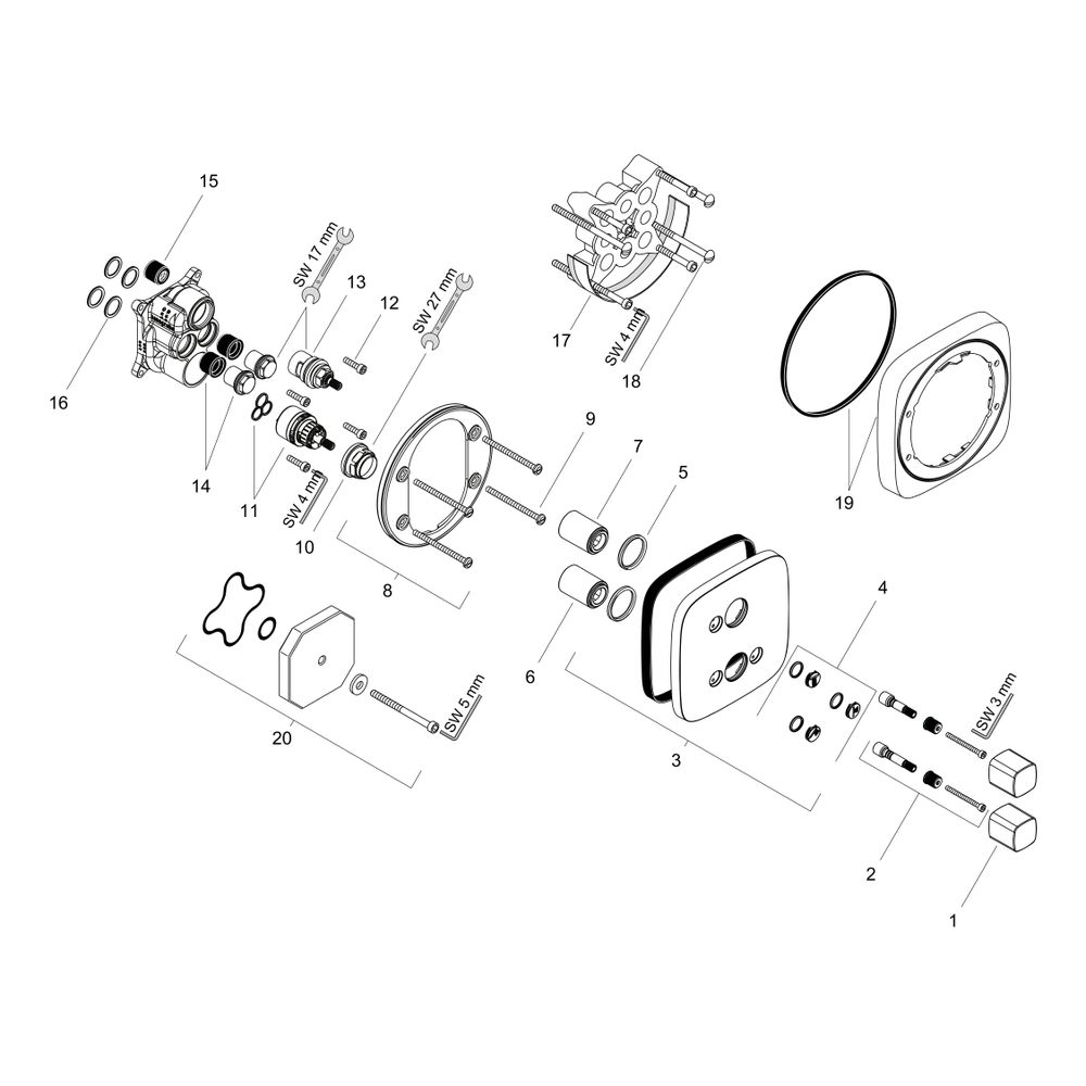 hansgrohe PuraVida Abstellventil und Umstellventil iControl Unterputz für 3 Verbrau... HANSGROHE-15777000 4011097625324 (Abb. 3)