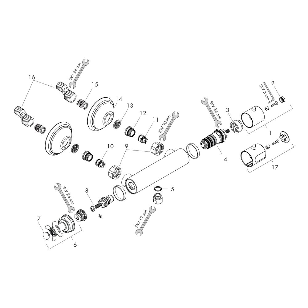 Hansgrohe AXOR Montreux Brausethermostat Aufputz, 16l/min, Kreuzgriff, Brushed Nick... HANSGROHE-16261820 4011097518237 (Abb. 2)