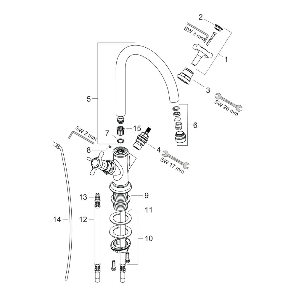Hansgrohe AXOR Montreux 2-Griff Waschtischarmatur 210mm, 5l/min, Kreuzgriffen, Zugs... HANSGROHE-16502000 4011097515168 (Abb. 4)