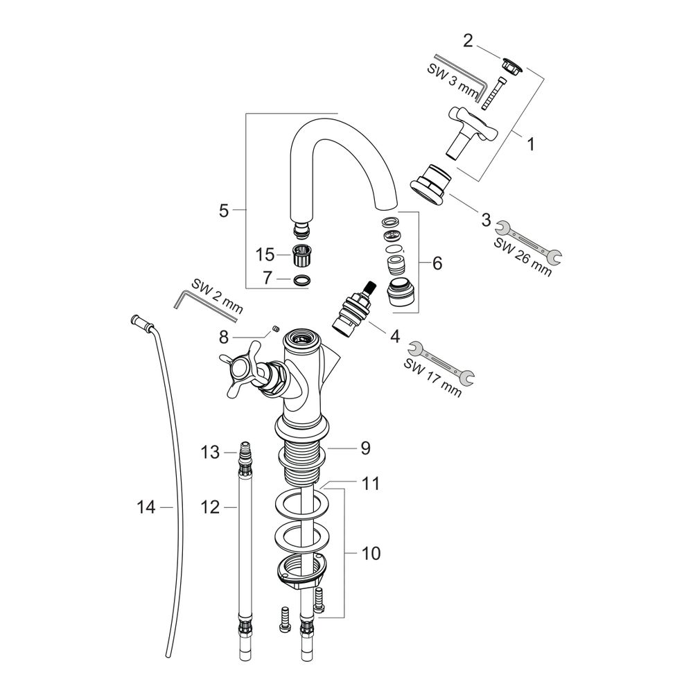 Hansgrohe AXOR Montreux 2-Griff Waschtischarmatur 160mm, 5l/min, Kreuzgriffen für H... HANSGROHE-16505820 4011097515236 (Abb. 2)