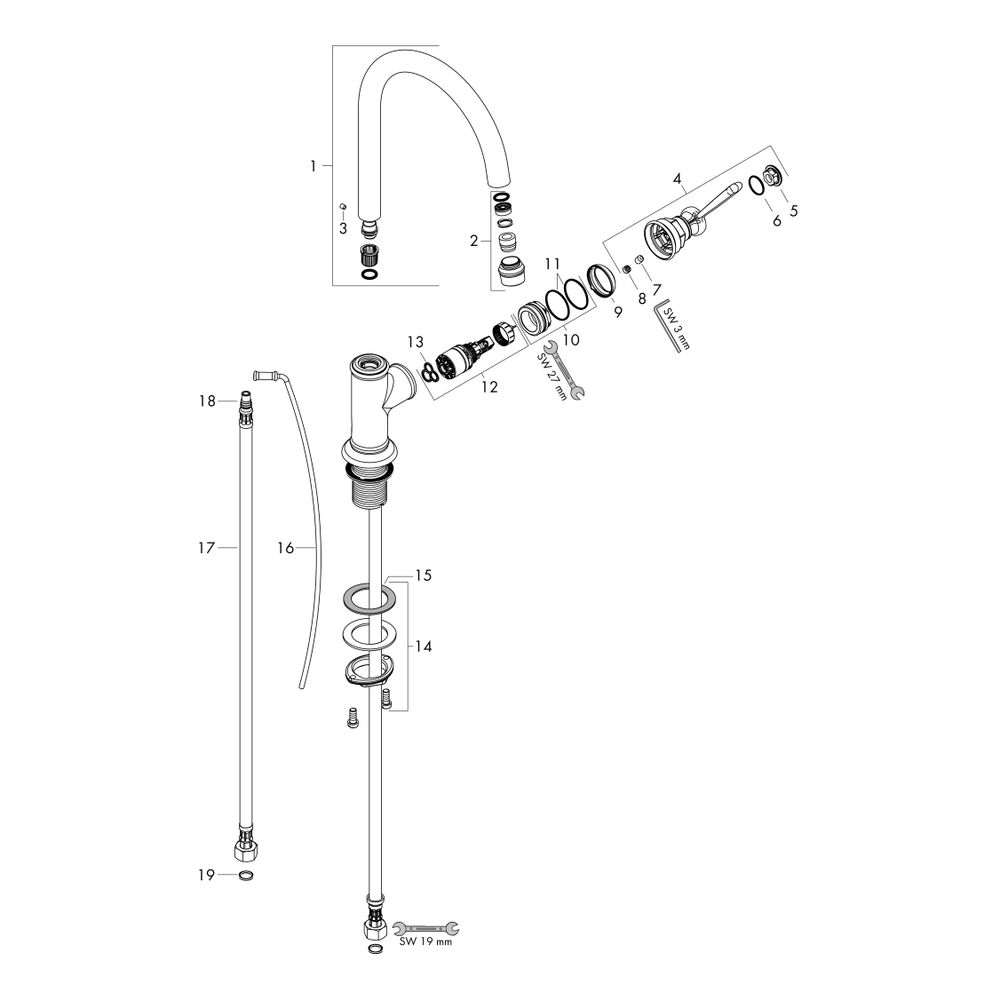 Hansgrohe AXOR Montreux Einhebel-Waschtischmischer 210mm, 5l/min, Hebelgriff, Zugst... HANSGROHE-16517330 4059625018033 (Abb. 2)