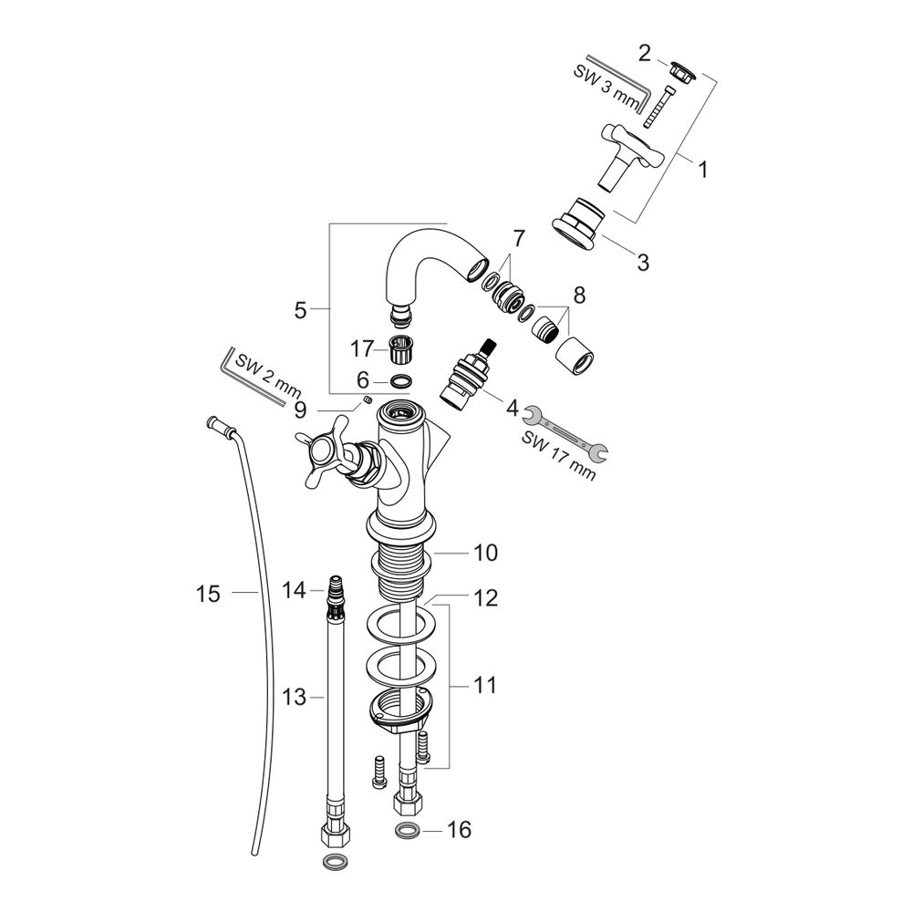 Hansgrohe AXOR Montreux 2-Griff Bidetarmatur, 7,5l/min, Kreuzgriffen, Zugstangen-Ab... HANSGROHE-16520000 4011097515366 (Abb. 2)