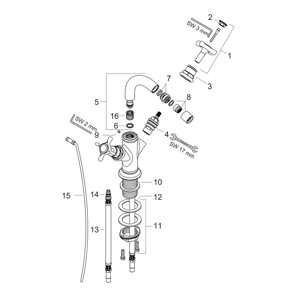 Hansgrohe AXOR Montreux 2-Griff Bidetarmatur, 7,5l/min, Kreuzgriffen, Zugstangen-Ab... HANSGROHE-16520820 4011097515373 (Abb. 2)