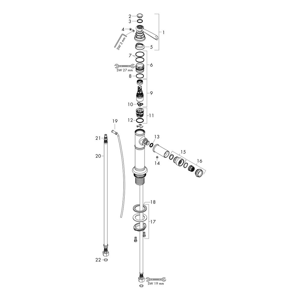 Hansgrohe AXOR Montreux Einhebel-Bidetmischer, 5l/min, Hebelgriff, Zugstangen-Ablau... HANSGROHE-16526000 4011097823232 (Abb. 2)