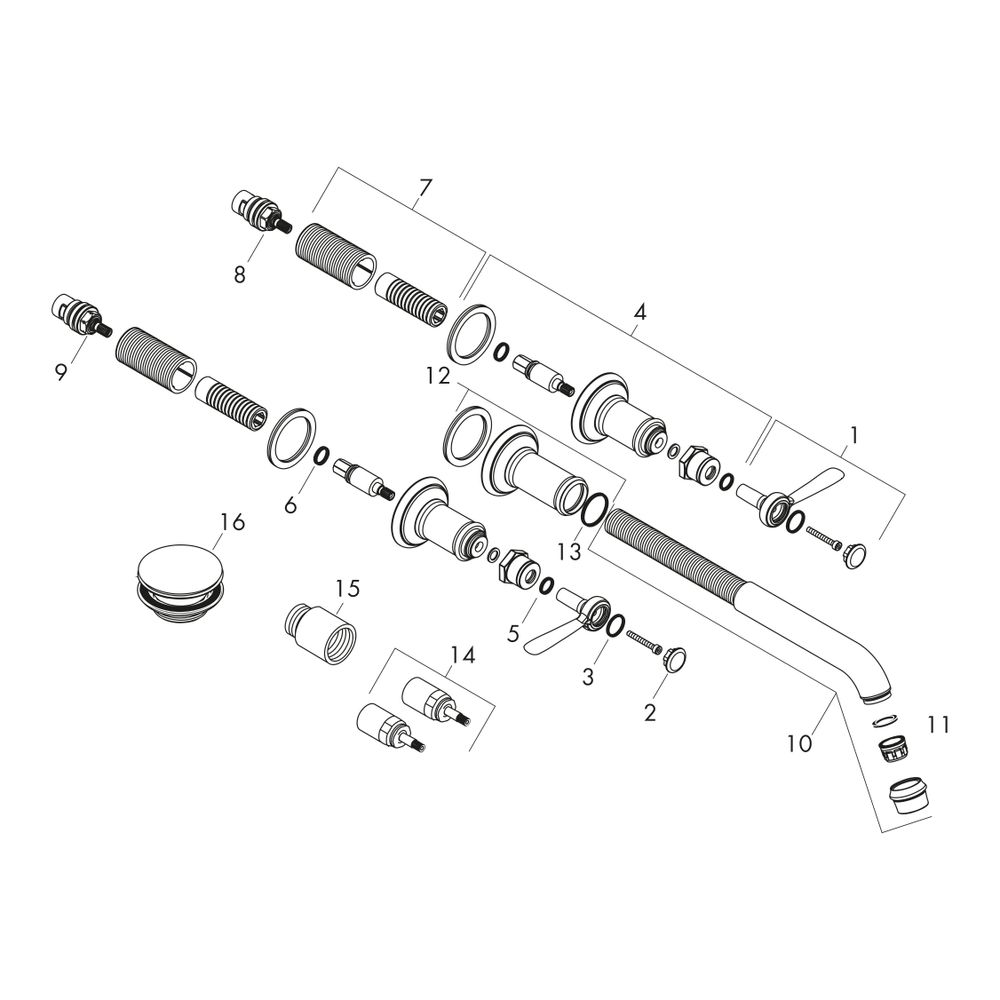 Hansgrohe AXOR Montreux 3-Loch Waschtischarmatur Unterputz, 5l/min, für Wandmontage... HANSGROHE-16534000 4011097785028 (Abb. 2)