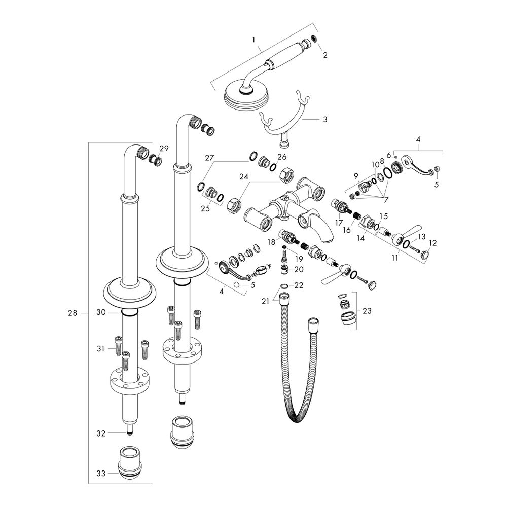 Hansgrohe AXOR Montreux 2-Griff Wannenarmatur bodenstehend, 19,5l/min, Hebelgriff, ... HANSGROHE-16553820 4011097808390 (Abb. 2)