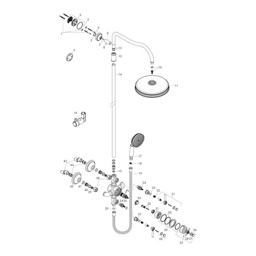 Hansgrohe AXOR Montreux Showerpipe, Thermostat, Kopfbrause 240mm, 14l/min, 1jet, DN... HANSGROHE-16572340 4011097882840 (Abb. 3)