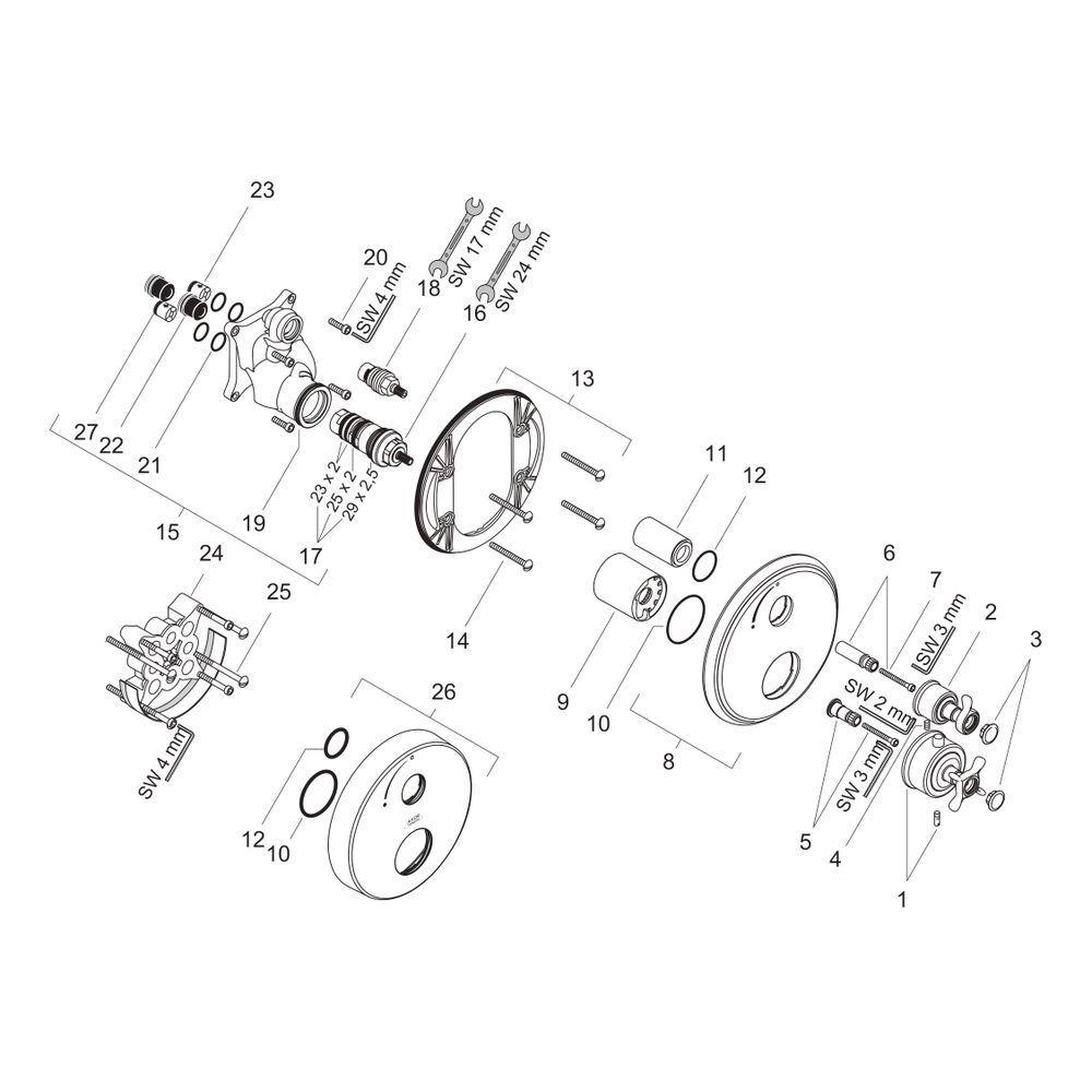 Hansgrohe AXOR Montreux Thermostat Unterputz, 25l/min, Kreuzgriff, Absperrventil, C... HANSGROHE-16800000 4011097515724 (Abb. 2)