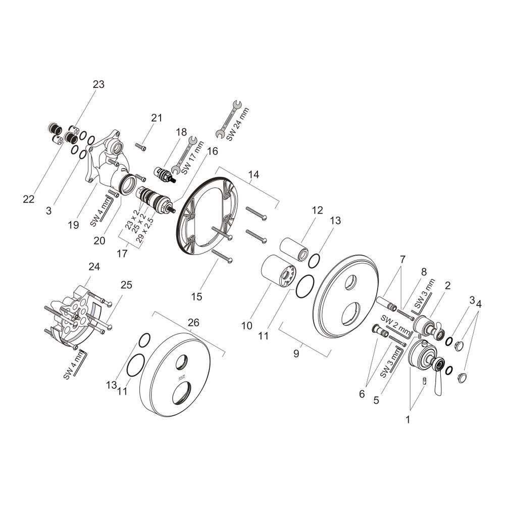 Hansgrohe AXOR Montreux Thermostat Unterputz, 25l/min, Hebelgriff, Absperrventil, B... HANSGROHE-16801820 4011097808314 (Abb. 3)