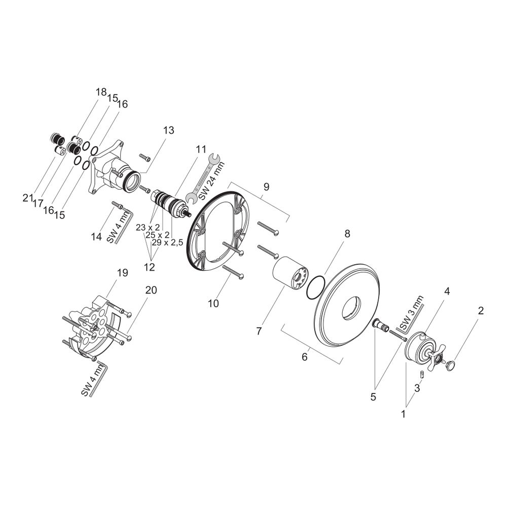 Hansgrohe AXOR Montreux Thermostat Unterputz, 43l/min, Kreuzgriff, Chrom... HANSGROHE-16810000 4011097509570 (Abb. 2)