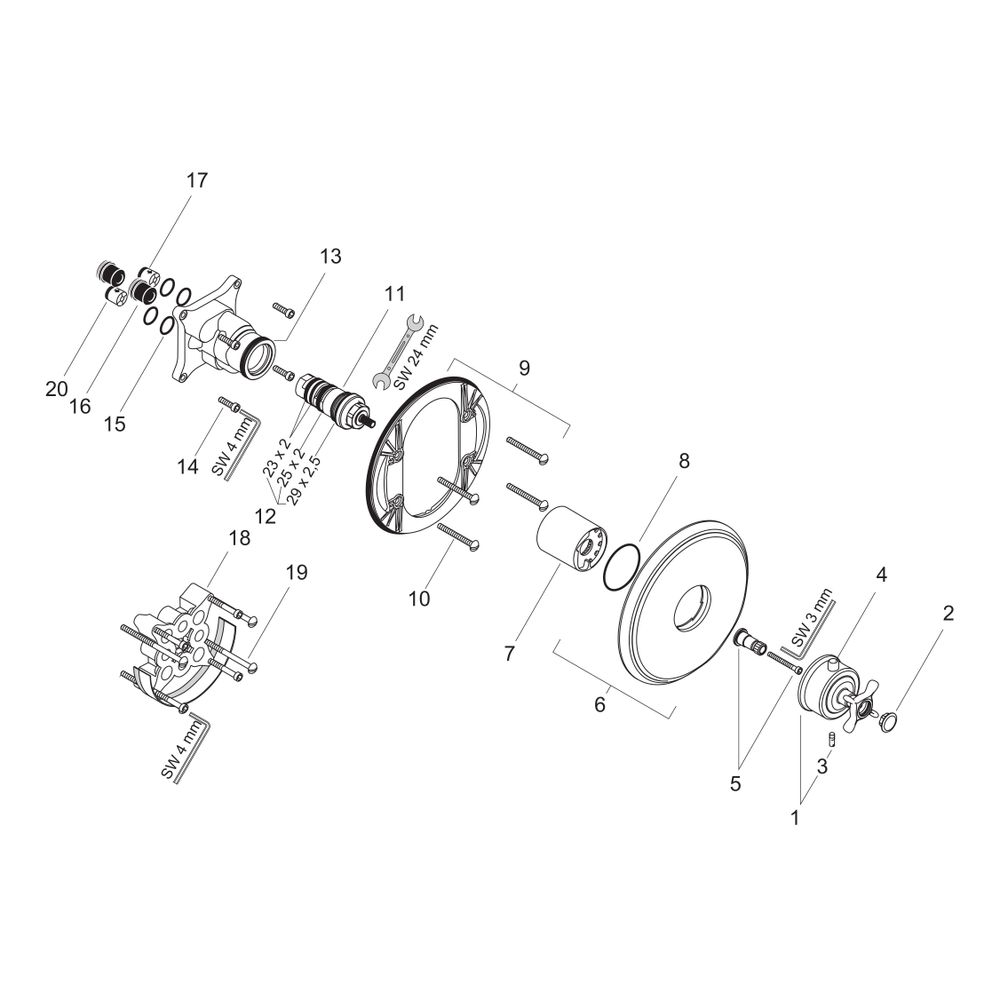 Hansgrohe AXOR Montreux Thermostat Unterputz, 43l/min, Kreuzgriff, Brushed Nickel... HANSGROHE-16810820 4011097515755 (Abb. 2)