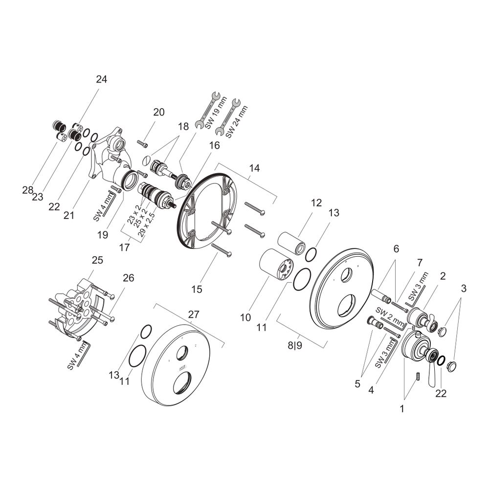 Hansgrohe AXOR Montreux Thermostat Unterputz, 29l/min, Hebelgriff, Ab- und Umstellv... HANSGROHE-16821820 4011097808307 (Abb. 4)