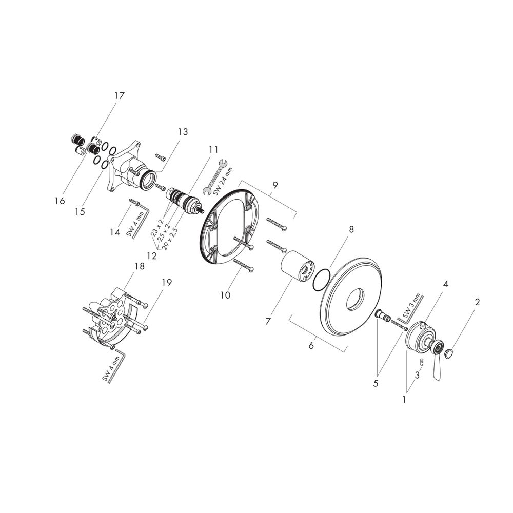Hansgrohe AXOR Montreux Thermostat Unterputz, 43l/min, Hebelgriff, Brushed Nickel... HANSGROHE-16823820 4011097809670 (Abb. 4)