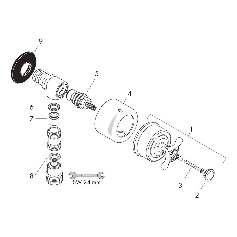 Hansgrohe AXOR Montreux Wandanschluss Stop, Rückflussverhinderer, Absperrventil , K... HANSGROHE-16882000 4011097515885 (Abb. 2)