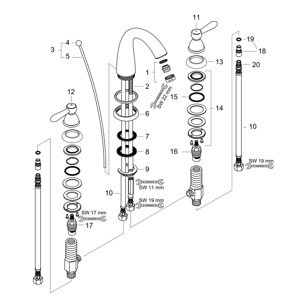 Hansgrohe AXOR Carlton 3-Loch Waschtischarmatur Standmontage Hebelgriff, hoher Ausl... HANSGROHE-17134090 4011097734248 (Abb. 2)