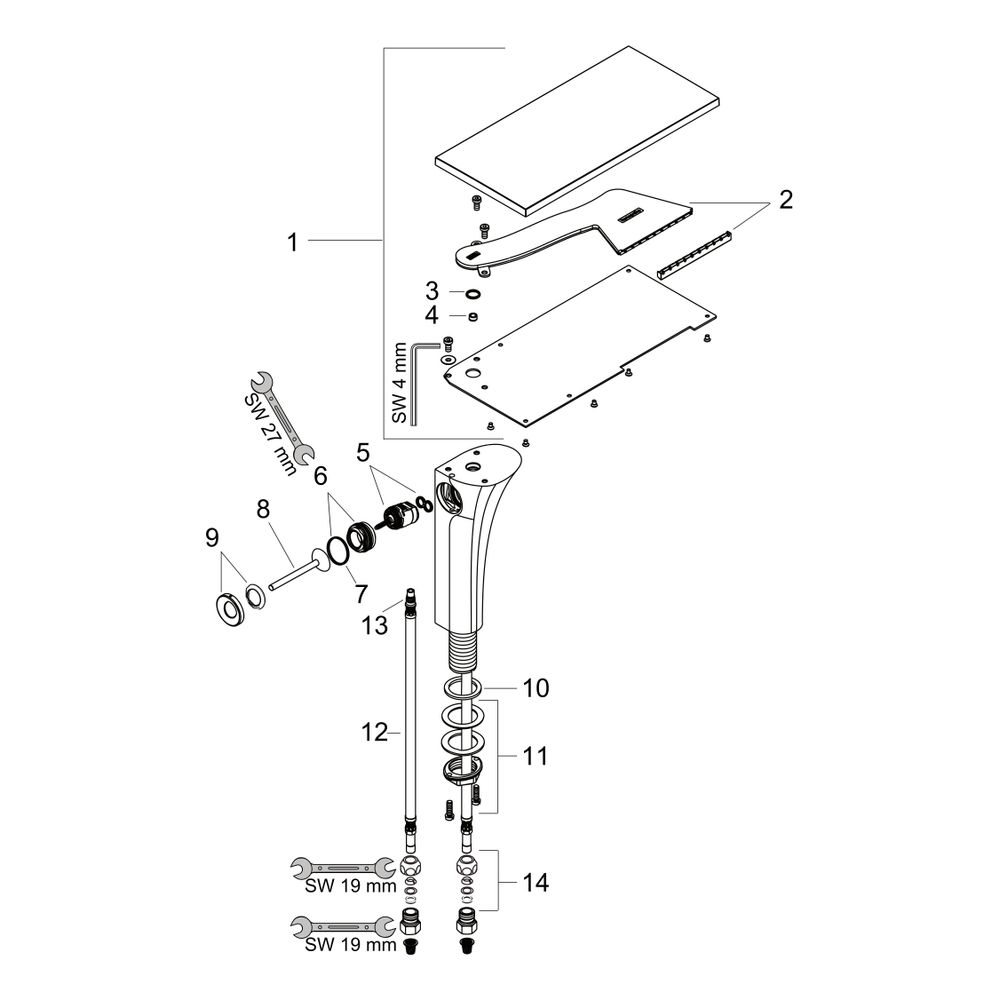 Hansgrohe AXOR Massaud Einhebel-Waschtischmischer 220mm, 4l/min, für Aufsatzwaschti... HANSGROHE-18020000 4011097523002 (Abb. 3)