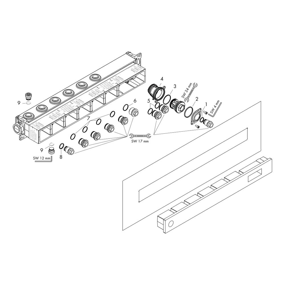 Hansgrohe AXOR Grundkörper für Thermostatmodul Select für 4 Verbraucher, Rp 3/4", D... HANSGROHE-18312180 4059625037805 (Abb. 3)