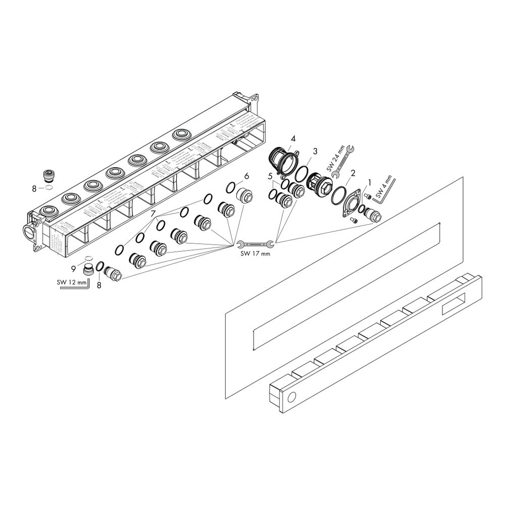 Hansgrohe AXOR Grundkörper für Thermostatmodul Select für 5 Verbraucher, Rp 3/4", D... HANSGROHE-18313180 4059625037812 (Abb. 3)