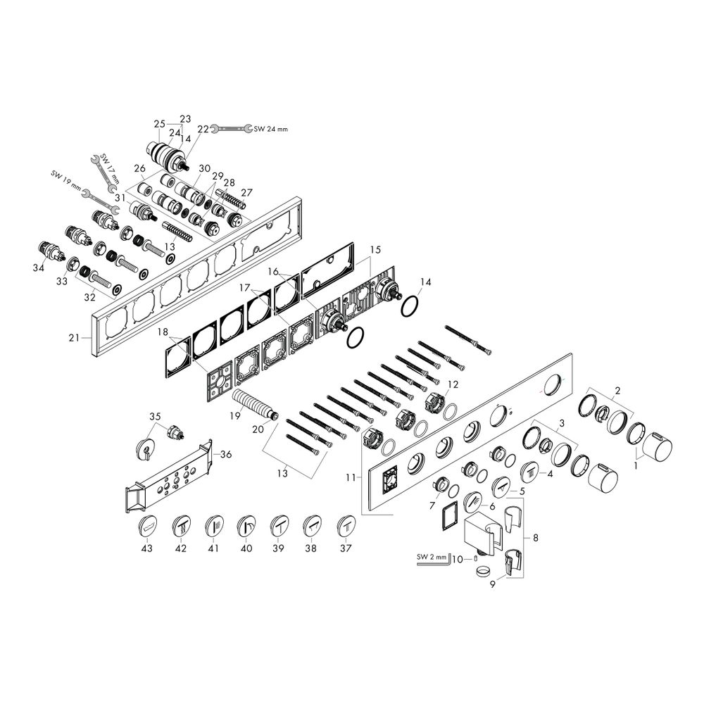 Hansgrohe AXOR ShowerSolutions Thermostatmodul Select 530x90mm, Unterputz für 3 Ver... HANSGROHE-18356250 4059625180280 (Abb. 2)