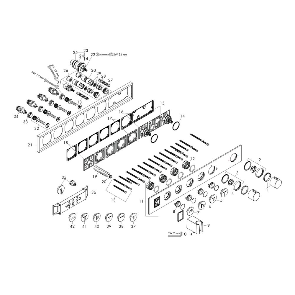 Hansgrohe AXOR ShowerSolutions Thermostatmodul Select 600x90mm, Unterputz für 4 Ver... HANSGROHE-18357300 4059625180532 (Abb. 2)