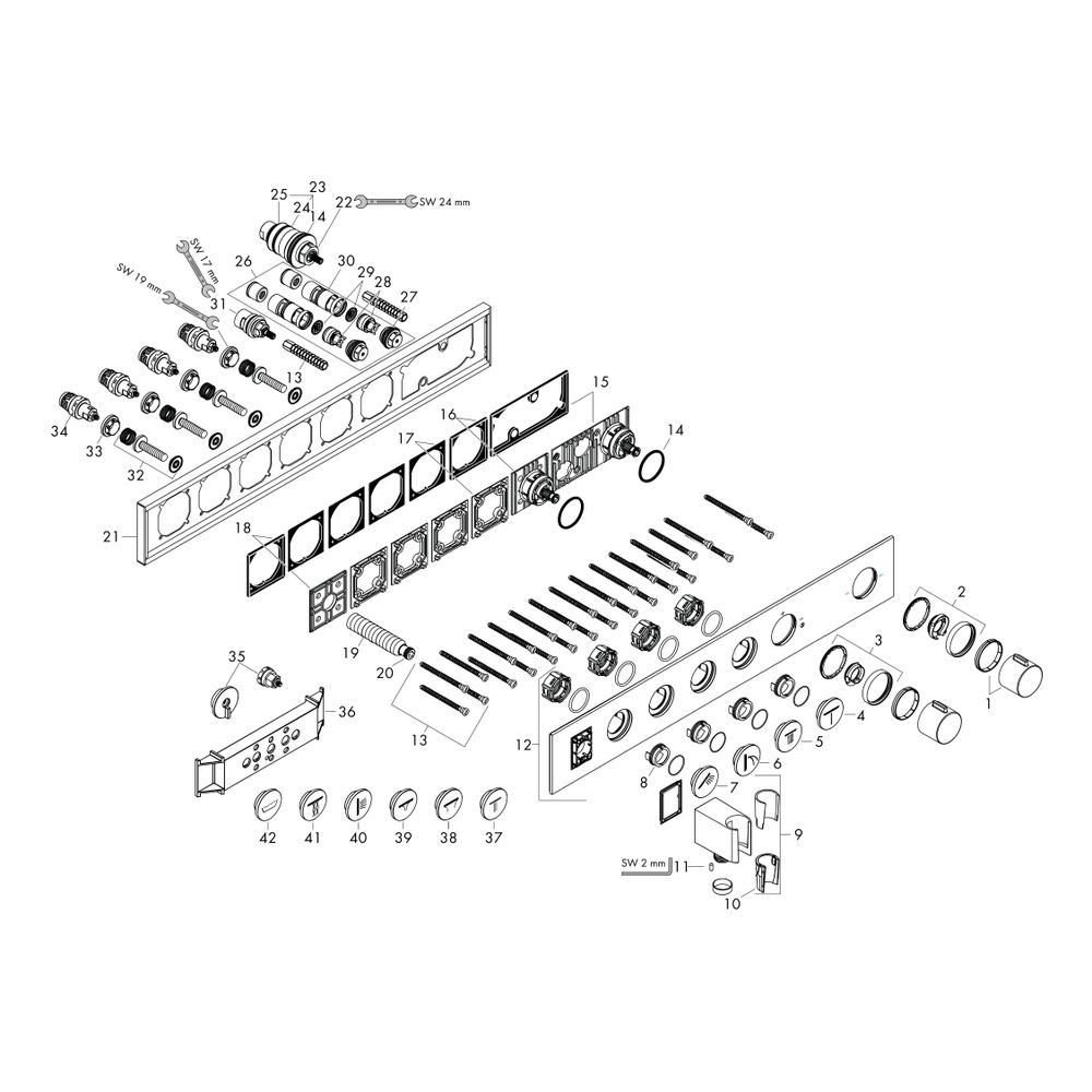 Hansgrohe AXOR ShowerSolutions Thermostatmodul Select 600x90mm, Unterputz für 4 Ver... HANSGROHE-18357310 4059625180457 (Abb. 2)
