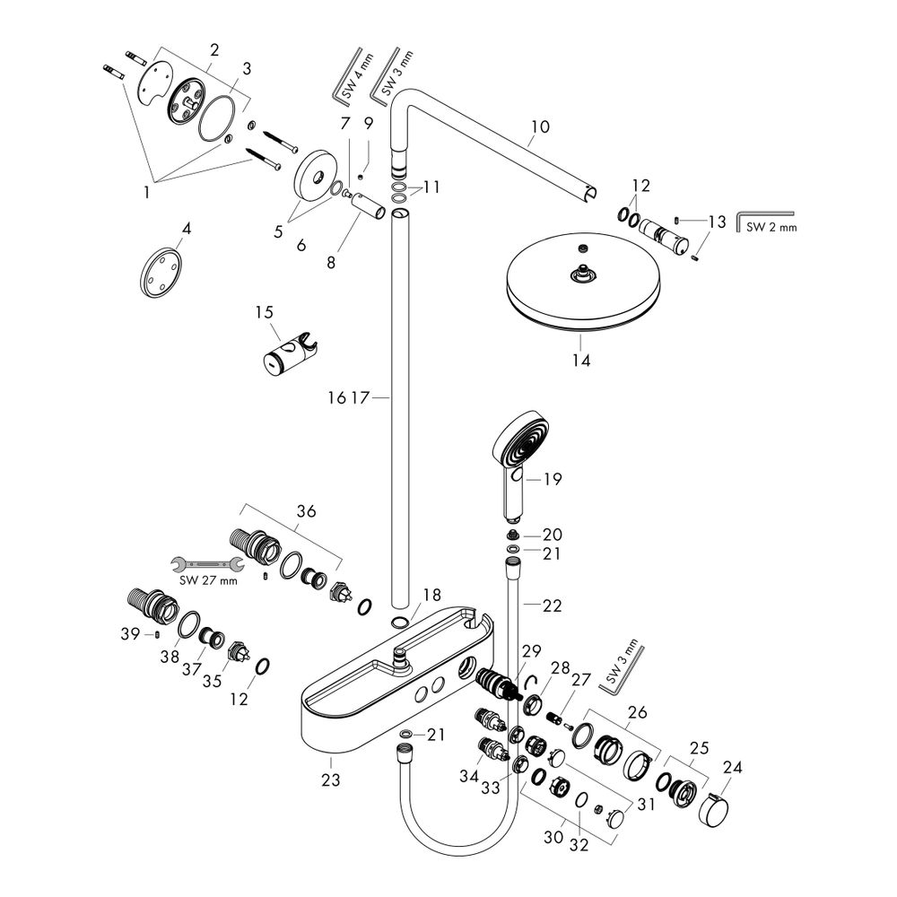 hansgrohe Pulsify S Showerpipe 260mm 1jet 10,9l/min, Mattschwarz mit ShowerTablet S... HANSGROHE-24220670 4059625411193 (Abb. 2)