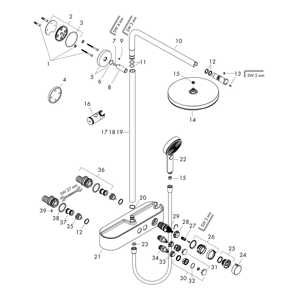 hansgrohe Pulsify S Showerpipe 260mm 1jet 7,5l/min EcoSmart Chrom mit ShowerTablet ... HANSGROHE-24221000 4059625358290 (Abb. 2)