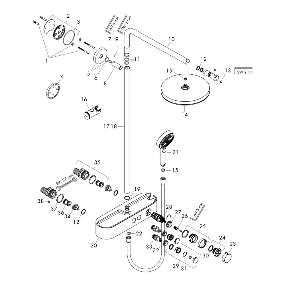 hansgrohe Pulsify S Showerpipe 260mm 1jet 7,5l/min EcoSmart, Mattschwarz mit Shower... HANSGROHE-24221670 4059625411179 (Abb. 3)