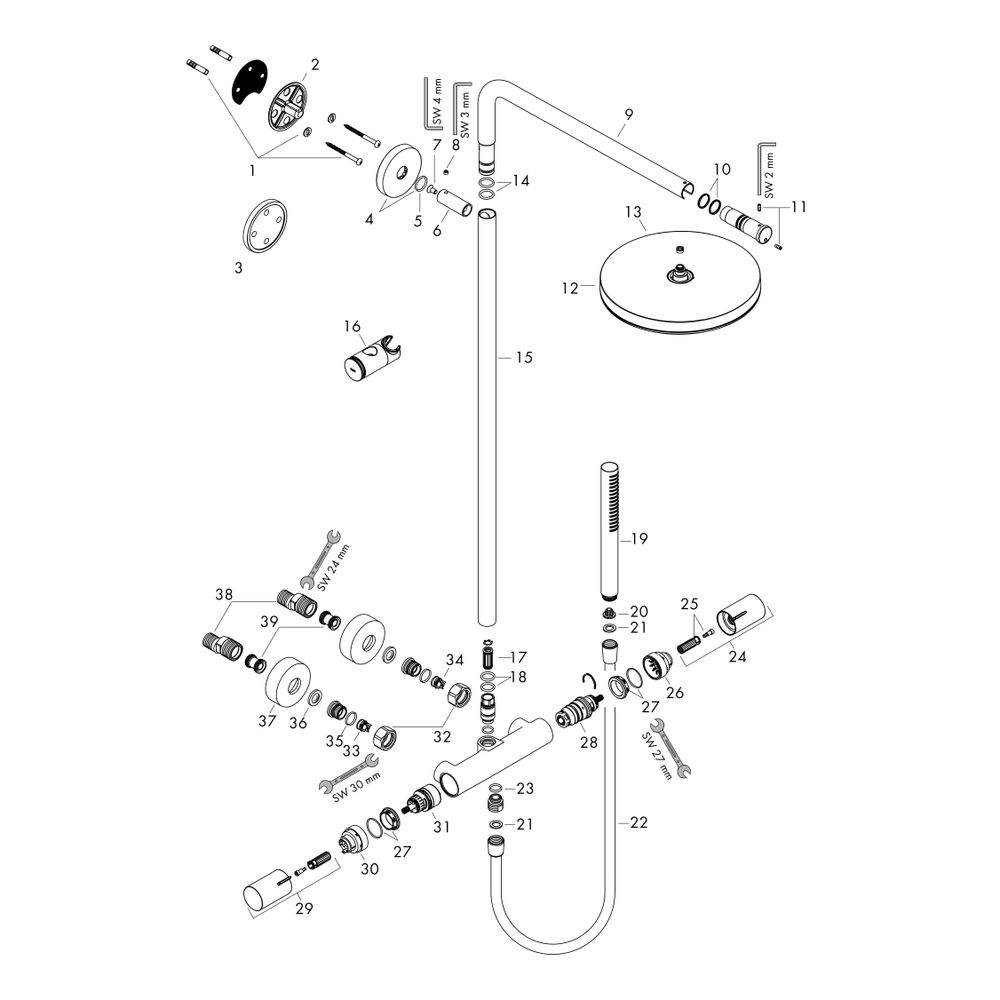 Hansgrohe Pulsify S Puro Showerpipe 260mm 1jet 11,2l/min Mattweiß mit Ecostat Fine... HANSGROHE-24222700 4059625539170 (Abb. 3)