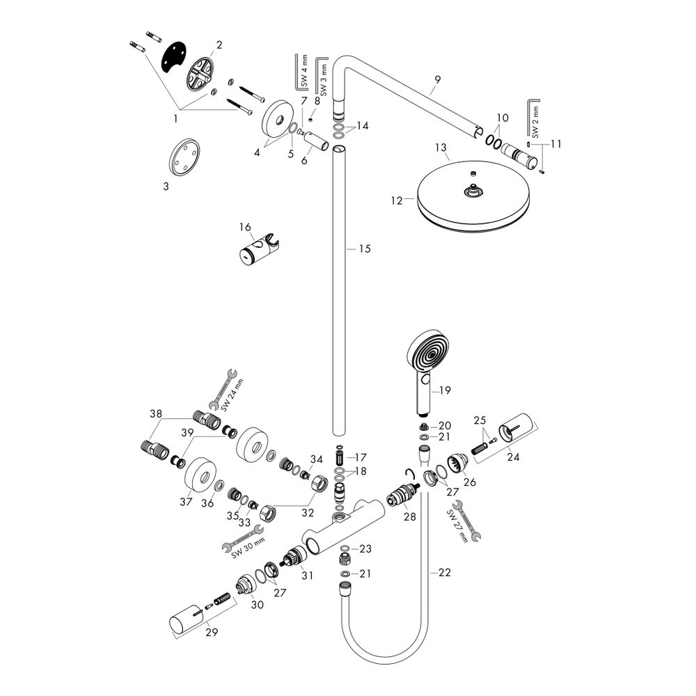 Hansgrohe Pulsify S Puro Showerpipe Duschsystem 260mm, 1jet, 11,2l/min, Ecostat Fin... HANSGROHE-24236140 4059625539118 (Abb. 3)