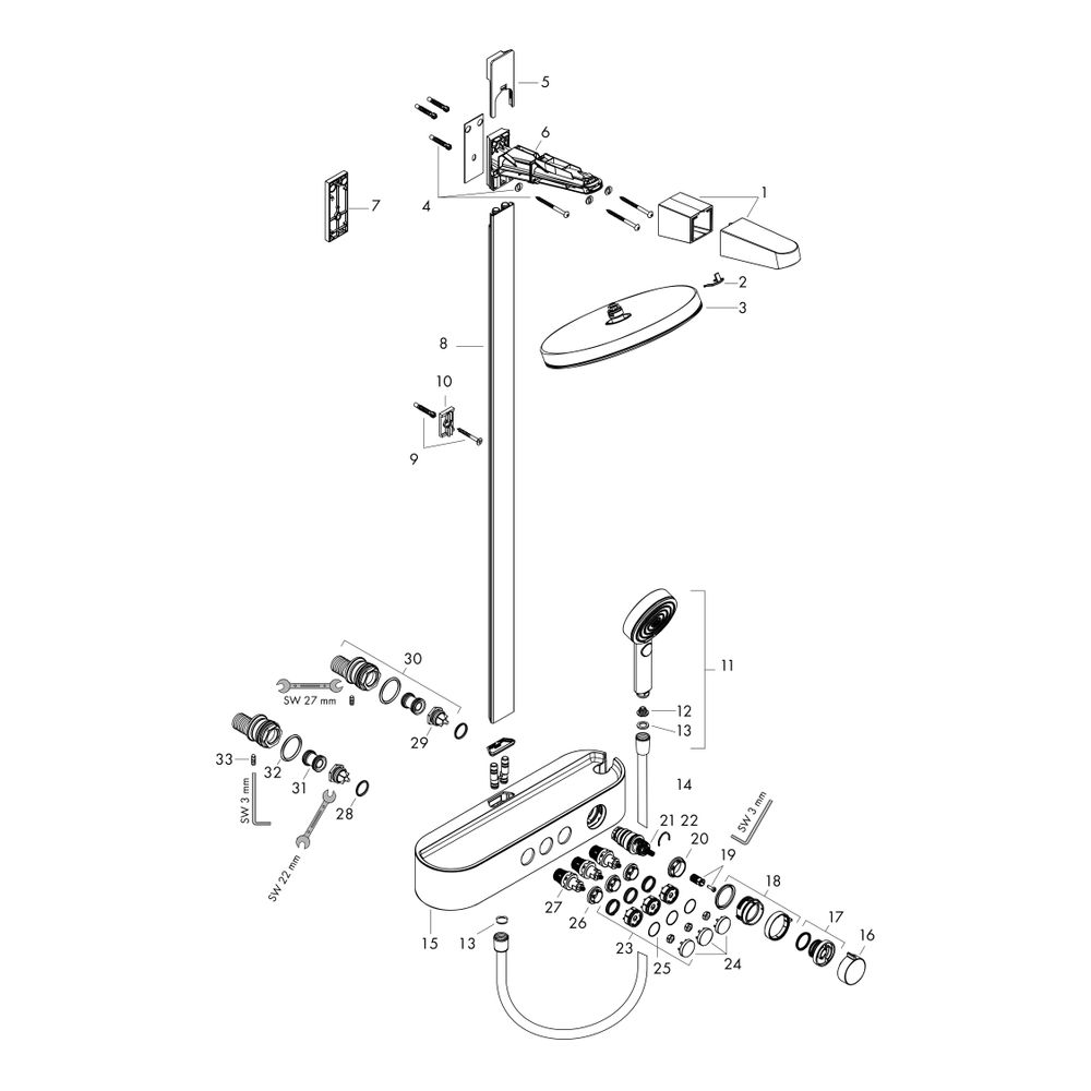 Hansgrohe Pulsify S Showerpipe Duschsystem 260mm, 2jet, 13,3l/min, ShowerTablet Sel... HANSGROHE-24240140 4059625467855 (Abb. 2)