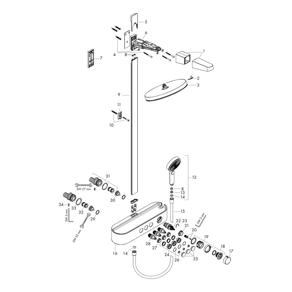 hansgrohe Pulsify S Showerpipe 260mm 2jet 7,5l/min EcoSmart, Mattschwarz mit Shower... HANSGROHE-24241670 4059625358351 (Abb. 2)