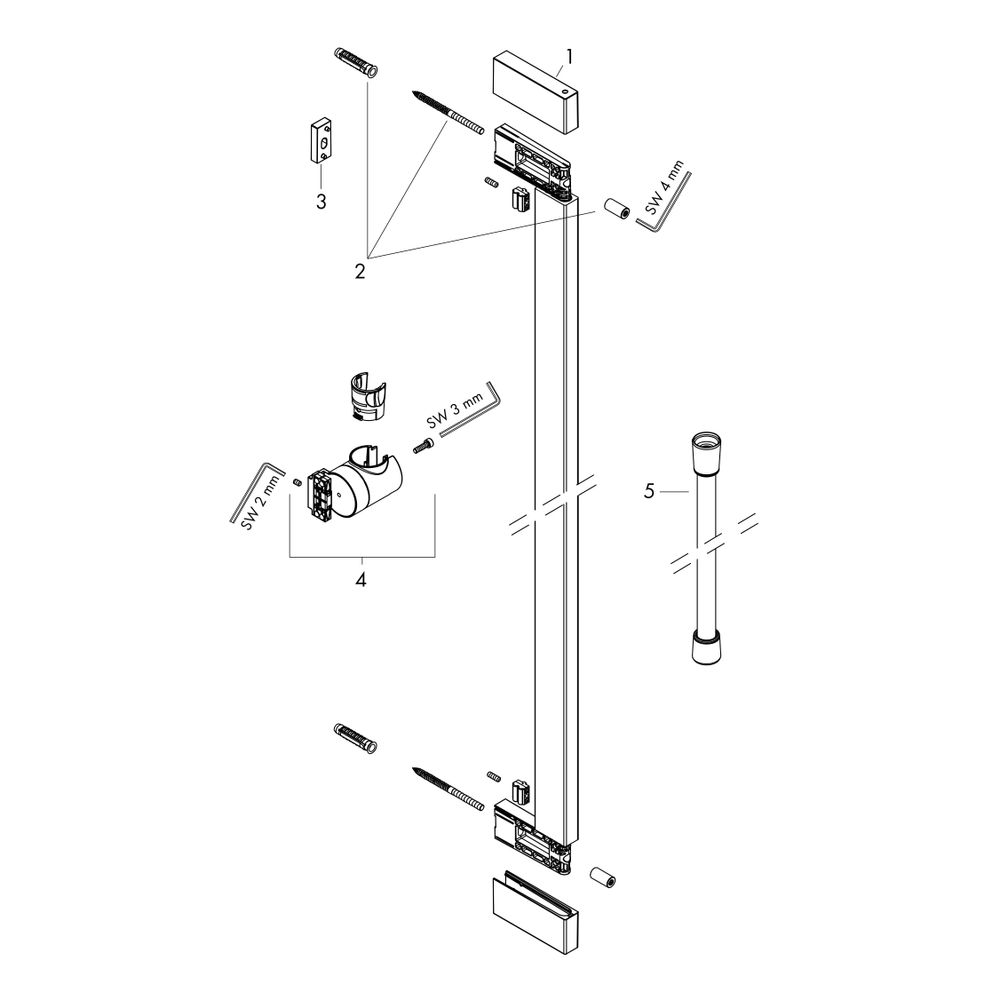 hansgrohe Unica Brausestange E Puro 950mm Chrom mit Easy Slide Handbrausehalter und... HANSGROHE-24403000 4059625445136 (Abb. 2)