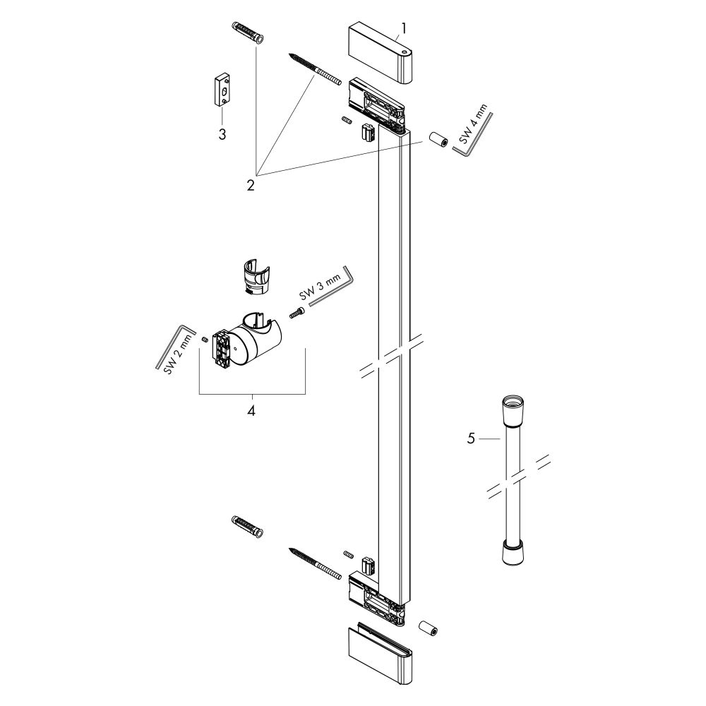 Hansgrohe Unica Brausestange S Puro 90cm, Easy Slide Handbrausehalter, Isiflex Brau... HANSGROHE-24405140 4059625460634 (Abb. 3)