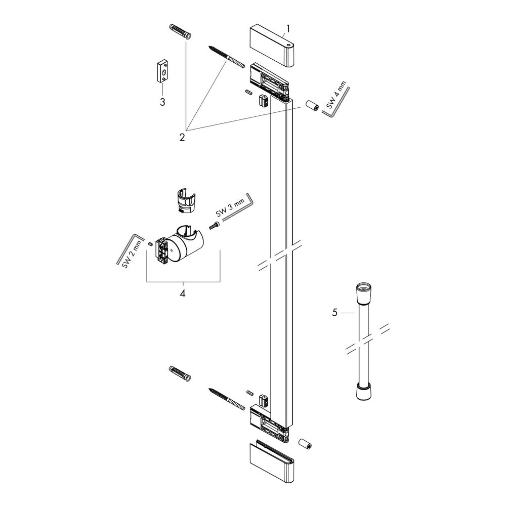 Hansgrohe Unica Brausestange S Puro 90cm, Easy Slide Handbrausehalter, Isiflex Brau... HANSGROHE-24405670 4059625460627 (Abb. 3)