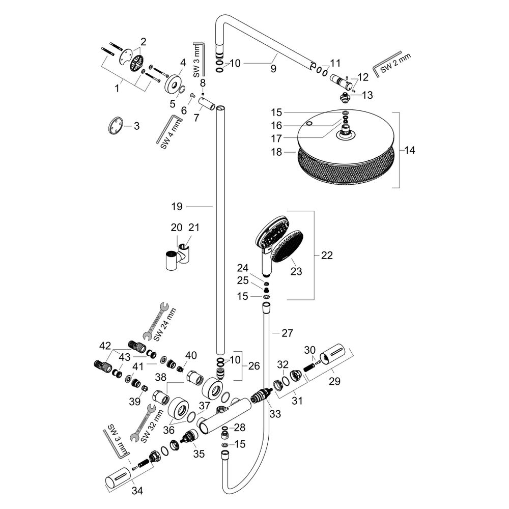Hansgrohe Raindance Alive S Puro Showerpipe Duschsystem 300mm, 1jet EcoSmart, Ecost... HANSGROHE-24593000 4059625568958 (Abb. 5)