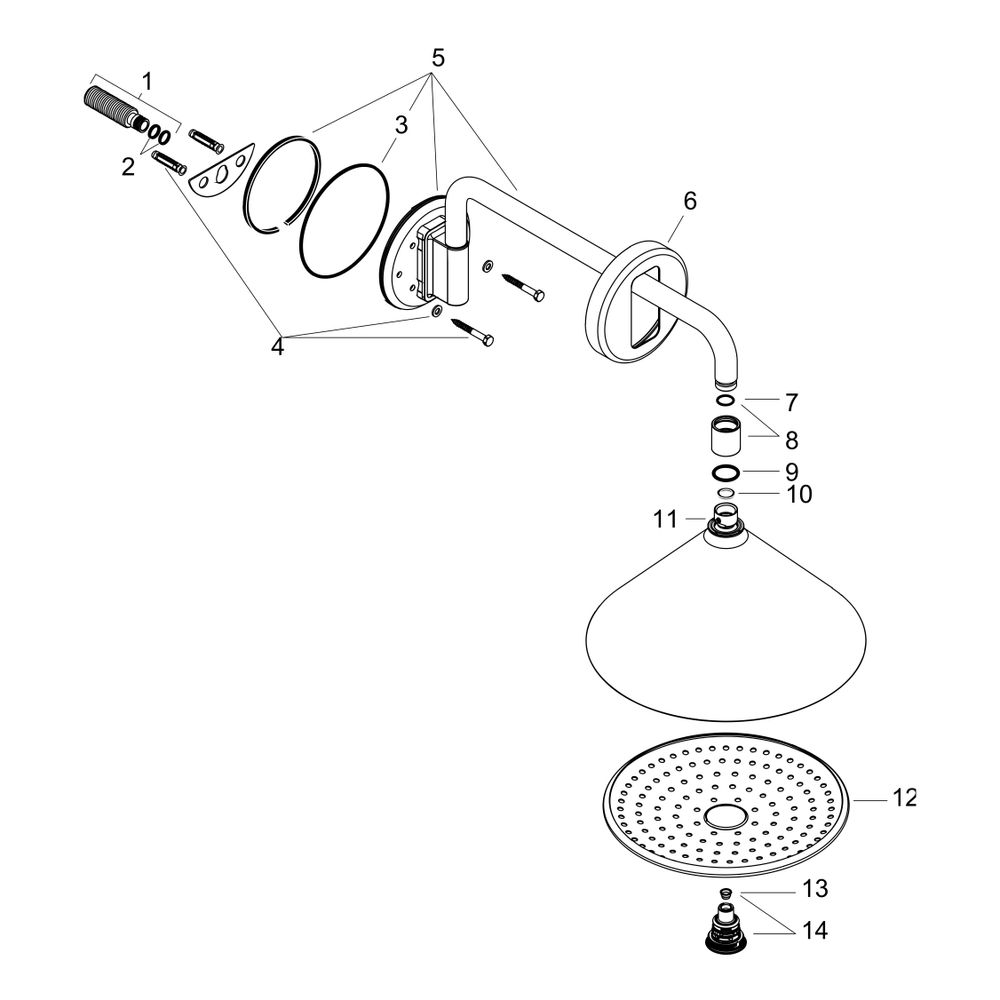 Hansgrohe AXOR Showers/Front Kopfbrause 240mm, 15l/min, 2jet, Brausearm, Polished R... HANSGROHE-26021300 4011097836669 (Abb. 2)