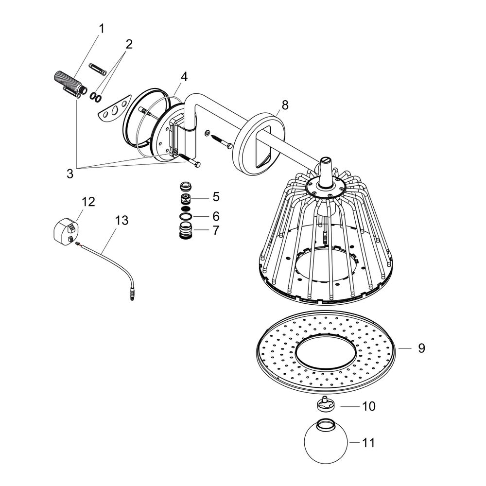 Hansgrohe AXOR LampShower/Nendo LampShower 275mm, 13l/min, 1jet, Brausearm, Polishe... HANSGROHE-26031990 4011097814001 (Abb. 4)