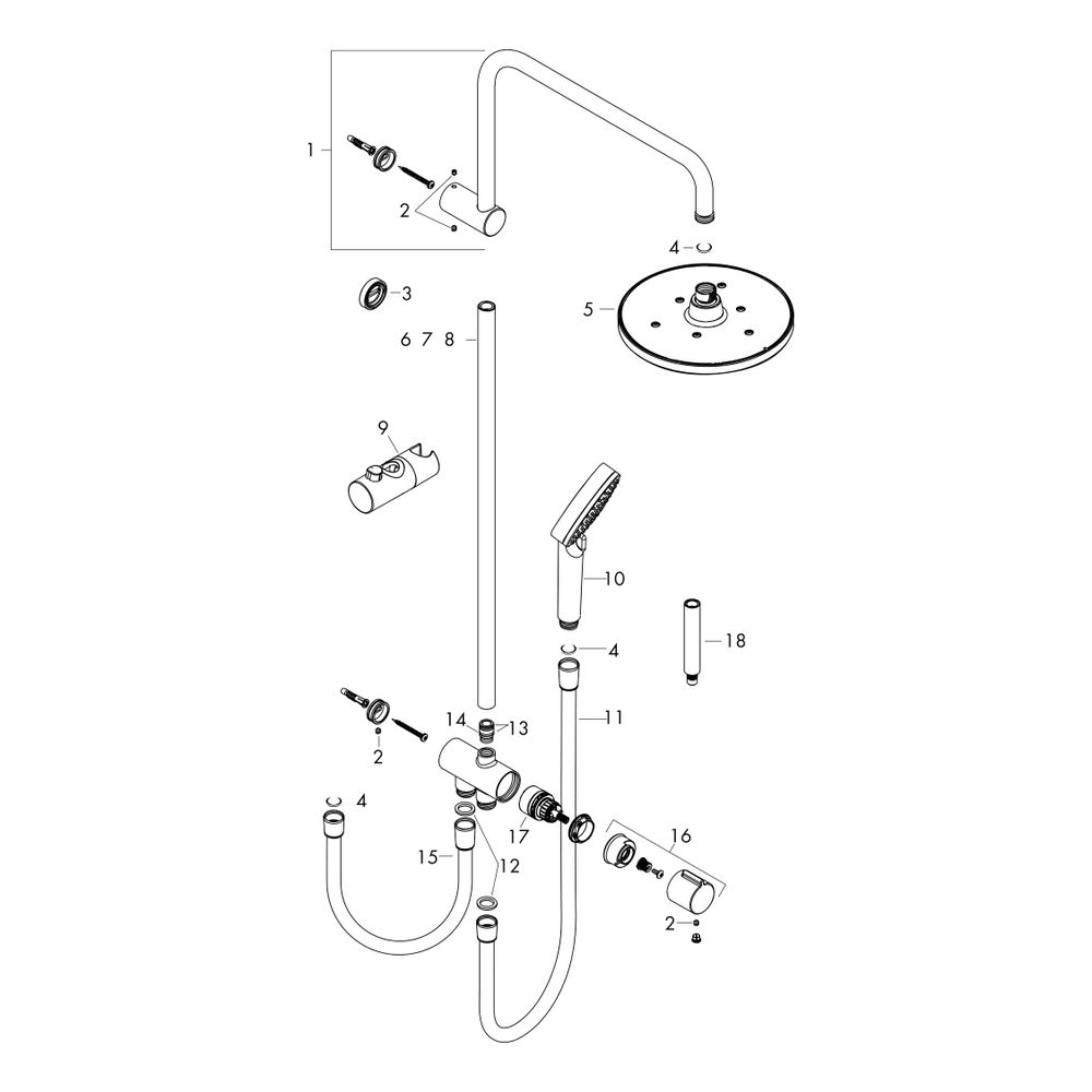 hansgrohe Vernis Blend Showerpipe 200mm 1jet 6,8l/min EcoSmart Reno, Chrom... HANSGROHE-26099000 4059625314777 (Abb. 2)