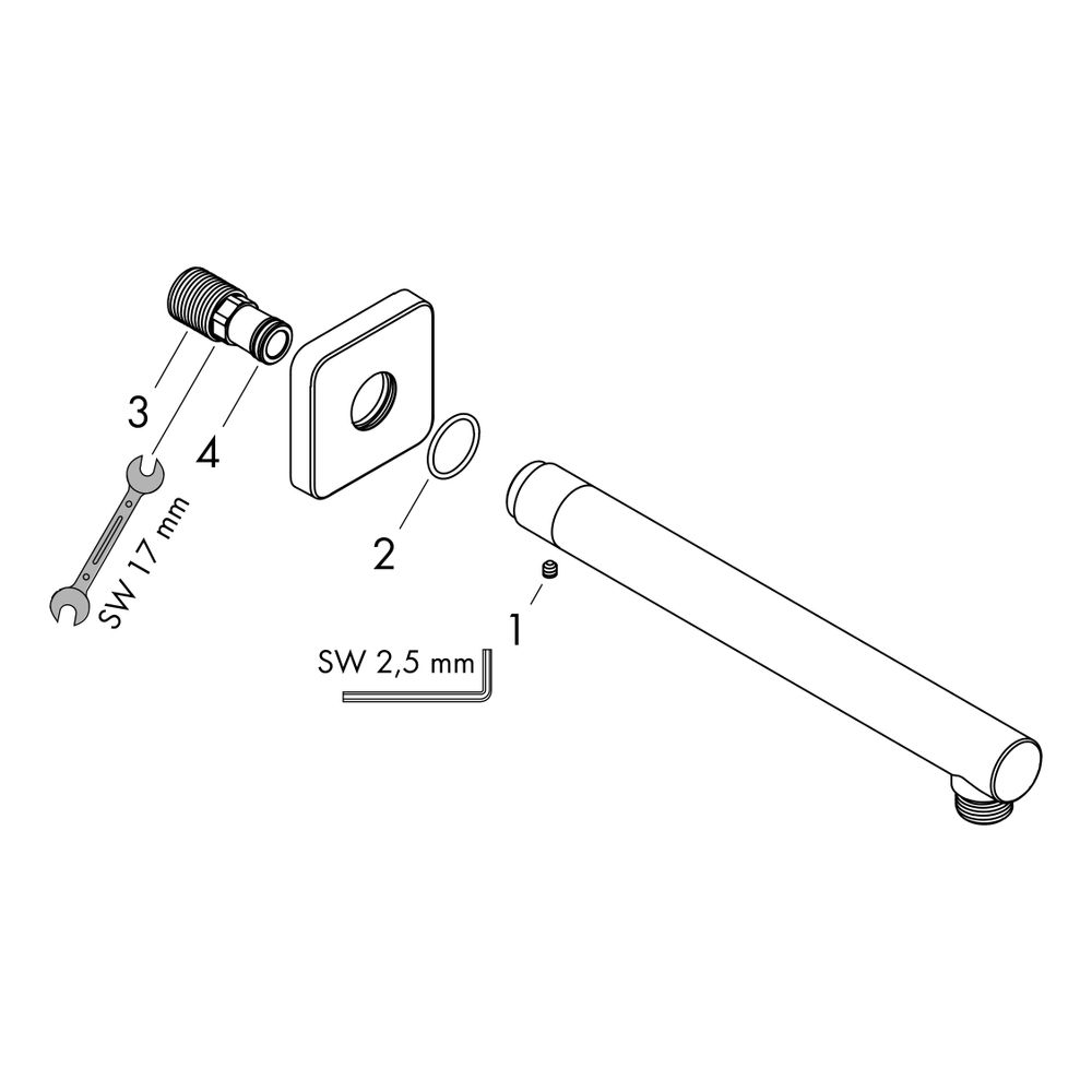 hansgrohe Vernis Shape 90 Brausearm DN 15 240mm Ausladung Grad C, Chrom... HANSGROHE-26405000 4059625316351 (Abb. 2)