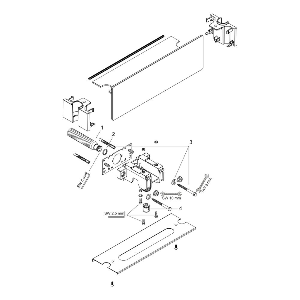 Hansgrohe FixFit Wandanschluss DN 15 Porter 300 mit Brausehalter und Duschablage, C... HANSGROHE-26456000 4011097814803 (Abb. 3)