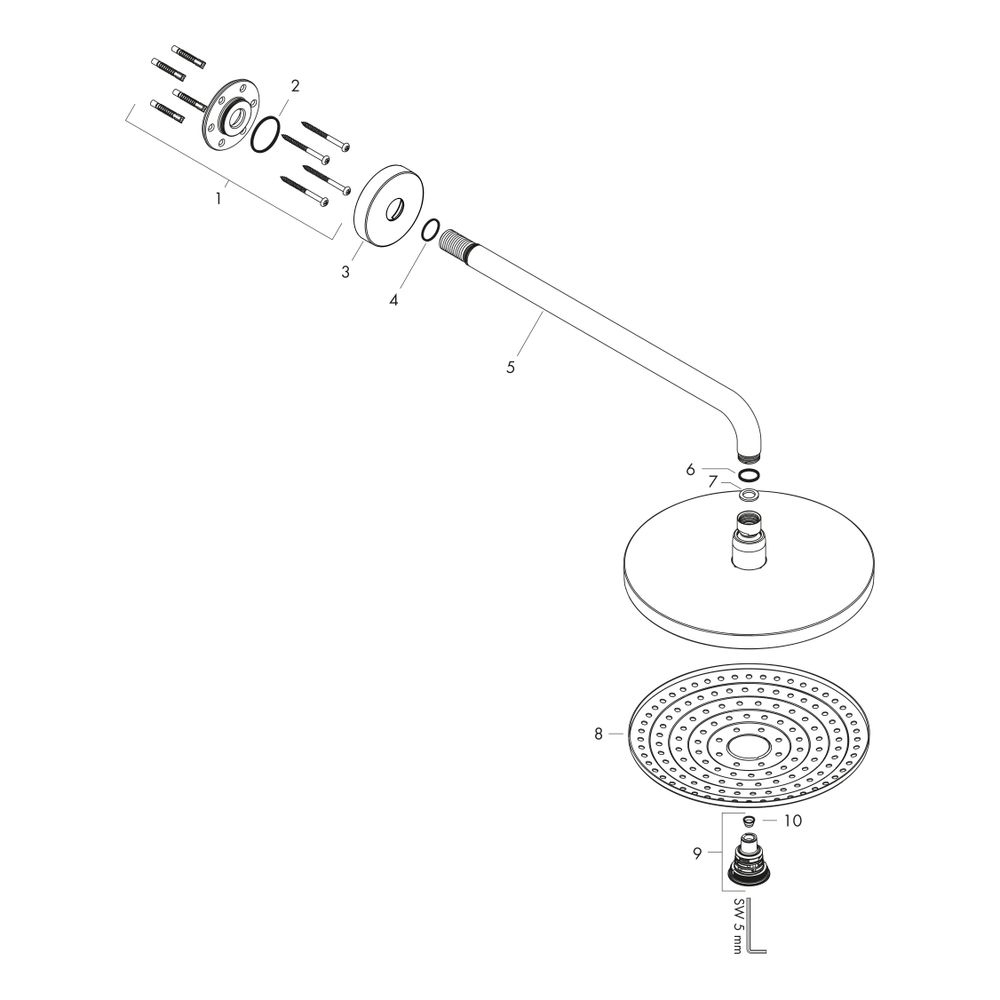 hansgrohe Raindance Select S Kopfbrause 240mm 2jet 17l/min mit Brausearm 390mm, Wei... HANSGROHE-26466400 4011097720555 (Abb. 2)