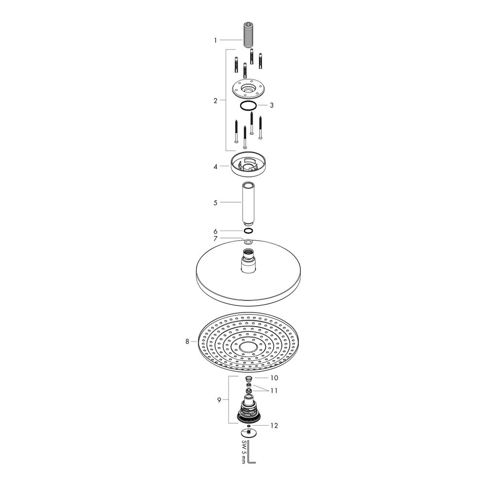 hansgrohe Raindance Select S Kopfbrause 240mm 2jet 9l/min EcoSmart mit Deckenanschl... HANSGROHE-26469000 4011097720524 (Abb. 2)