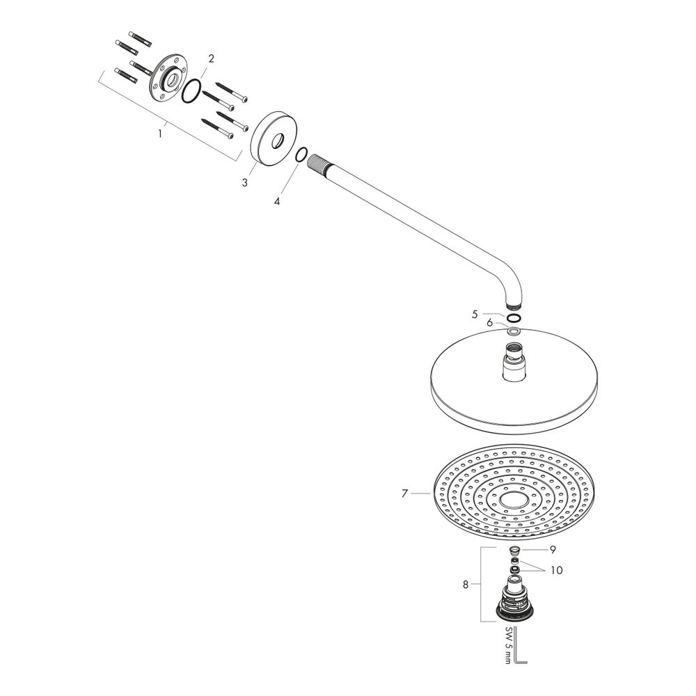 hansgrohe Kopfbrause Raindance Select S 240 2jet EcoSmart Brausearm 390mm weiß/chro... HANSGROHE-26470400 4011097720494 (Abb. 3)