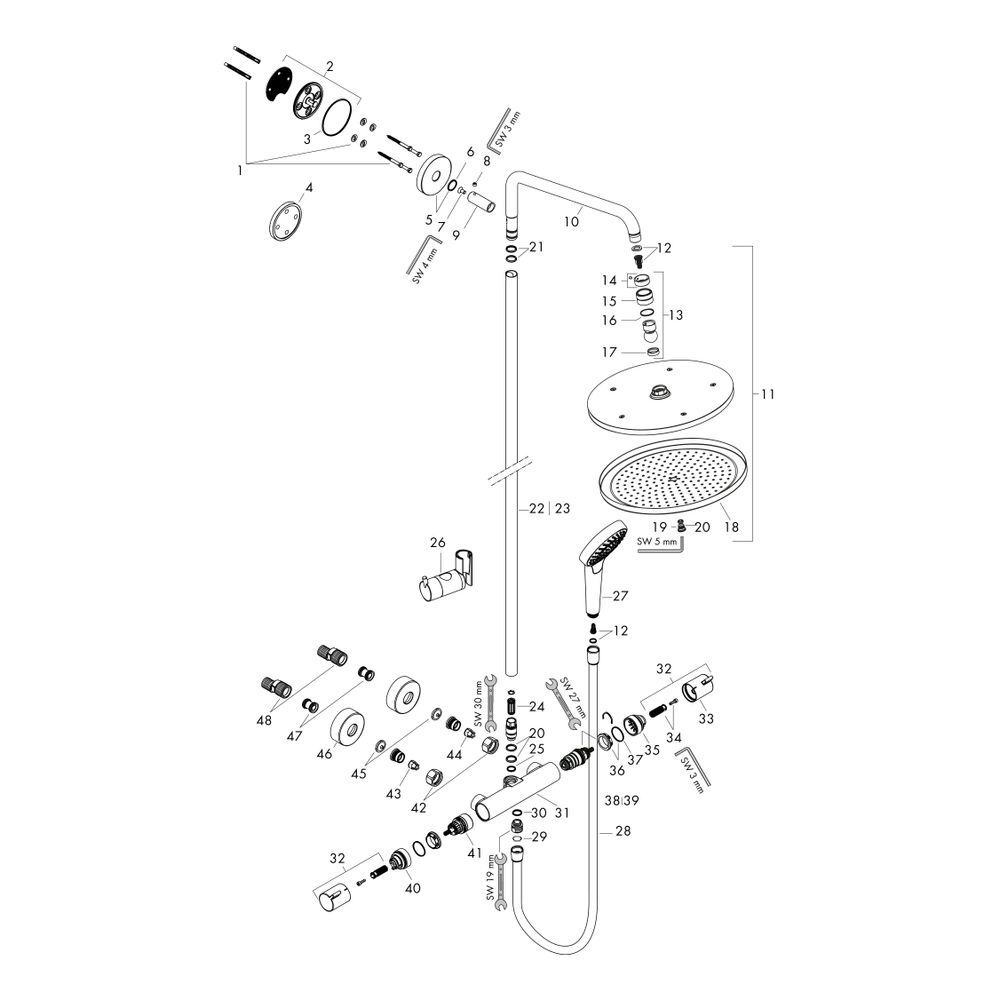 hansgrohe Croma Select S Showerpipe 280mm 1jet 15,7l/min mit Thermostat, Chrom... HANSGROHE-26790000 4011097801711 (Abb. 7)