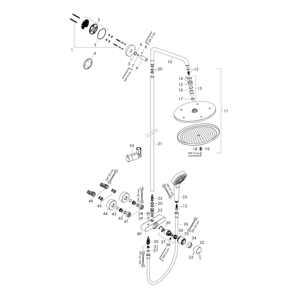 hansgrohe Croma Select S Showerpipe 280mm 1jet 15l/min mit Einhebelmischer, Chrom... HANSGROHE-26791000 4011097801704 (Abb. 5)