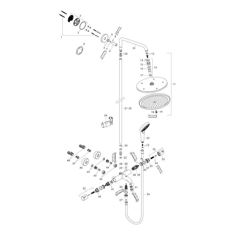 hansgrohe Croma Select S Showerpipe 280mm 1jet 19l/min mit Wannenthermostat, Chrom... HANSGROHE-26792000 4011097801698 (Abb. 5)