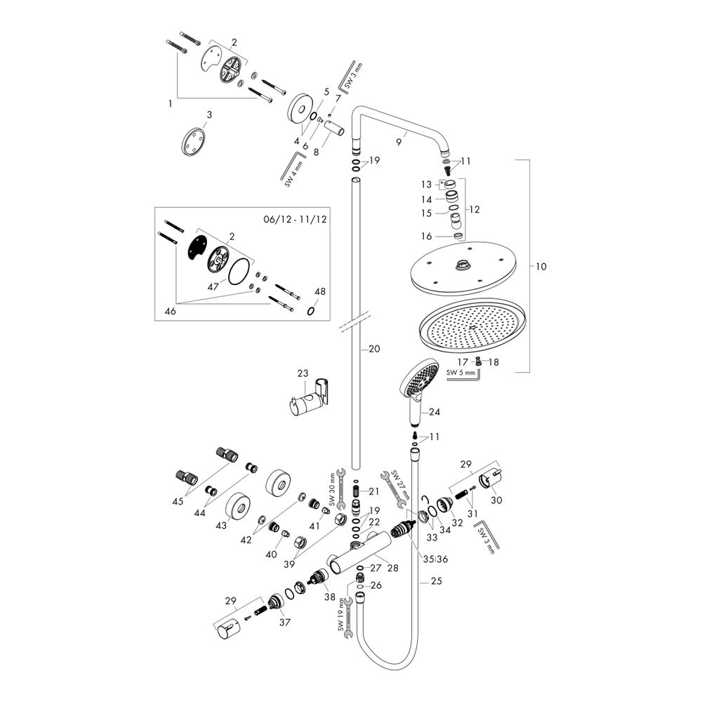 hansgrohe Croma Select S Showerpipe 280mm 1jet 15l/min Mattweiß mit Thermostat, Han... HANSGROHE-26890700 4059625265949 (Abb. 2)