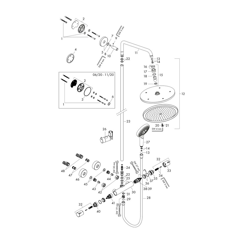 hansgrohe Croma Select S Showerpipe 280mm 1jet 9l/min EcoSmart, Mattschwarz mit The... HANSGROHE-26891670 4059625265987 (Abb. 2)