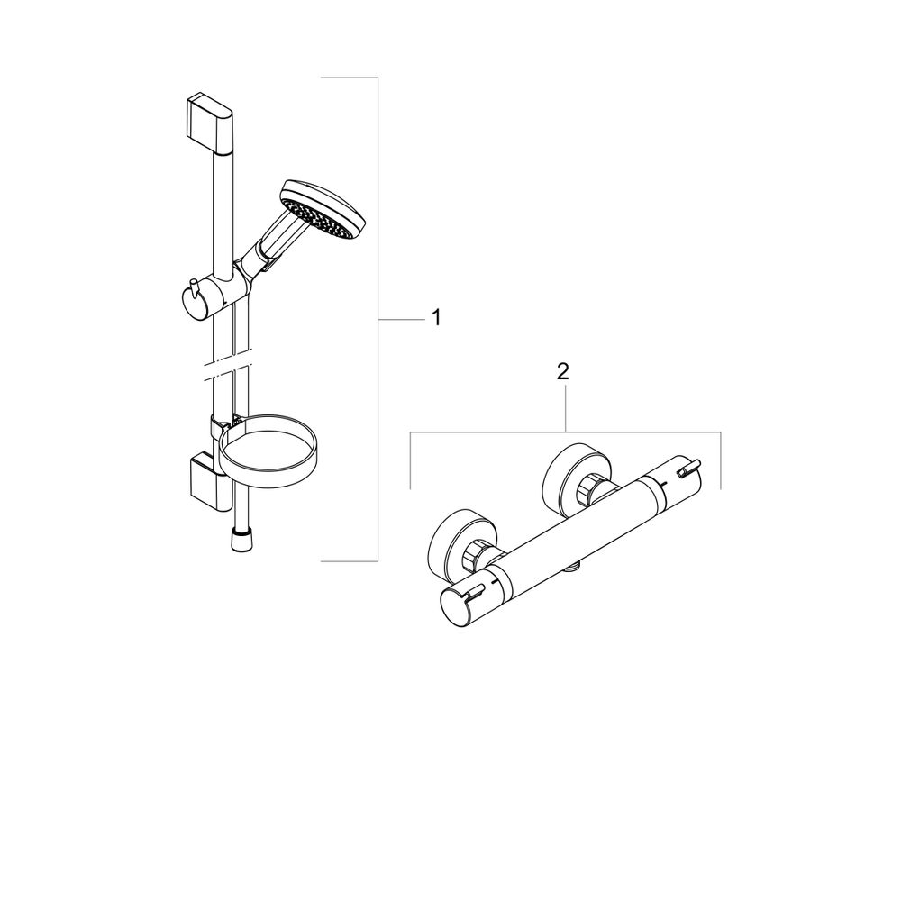 hansgrohe Croma 100 Brausesystem Aufputz Vario, 650mm Brausestange, Chrom, Ecostat ... HANSGROHE-27034000 4011097679679 (Abb. 2)